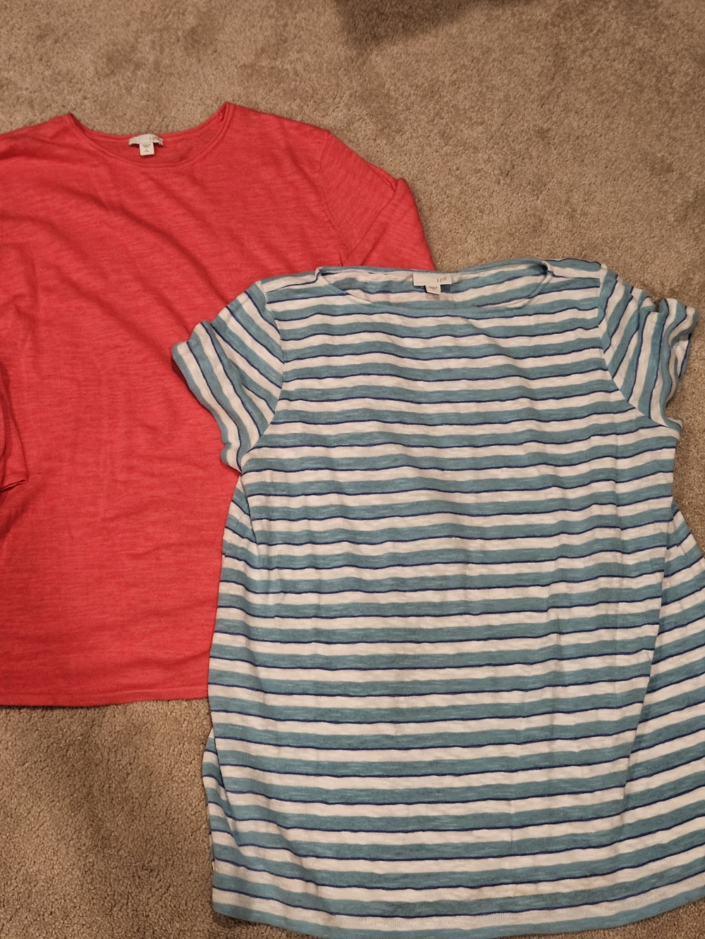 Womens Blue & White Striped Short Sleeve Top Large And Pink Tall Large